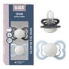 BIBS Pacifier Supreme Silicone Str. 2 Iron Glow/Baby Blue Glow - 2 stk.