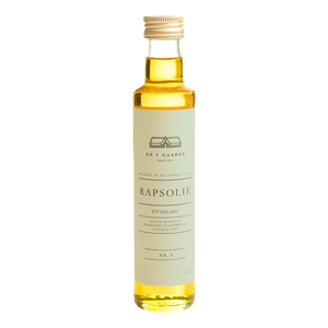 DE 5 GAARDE Dansk koldpresset rapsolie, hvidløgssmsg - 250 ml.