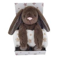 Carlo Baby Fleecetæppe Beige Stjerne og Bamse Mørkebrun Kanin - 1 stk.