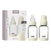 BIBS Glass Baby Bottle Round Silicone 120 ml Slow Flow Ivory - 2 stk.