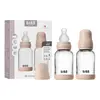 BIBS Glass Baby Bottle Round Silicone 120 ml Slow Flow Blush - 2 stk.