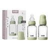BIBS Glass Baby Bottle Round Silicone 120 ml Slow Flow Sage - 2 stk.
