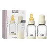 BIBS Glass Baby Bottle Round Latex 120 ml Slow Flow Ivory - 2 stk.