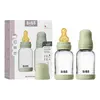 BIBS Glass Baby Bottle Round Latex 120 ml Slow Flow Sage - 2 stk.