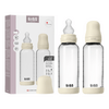 BIBS Glass Baby Bottle Round Silicone 240 ml Medium Flow Ivory - 2 stk.