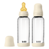BIBS Glass Baby Bottle Round Latex 240 ml Medium Flow Ivory - 2 stk.