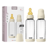 BIBS Glass Baby Bottle Round Latex 240 ml Medium Flow Ivory - 2 stk.