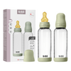 BIBS Glass Baby Bottle Round Latex 240 ml Medium Flow Sage - 2 stk.