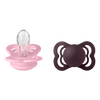 BIBS Pacifier Supreme Silicone Str. 1 Baby Pink/Plum - 2 stk.