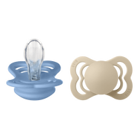 BIBS Pacifier Supreme Silicone Str. 1 Vanilla/Sky Blue - 2 stk.