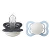 BIBS Pacifier Supreme Silicone Str. 1 Iron Glow/Baby Blue Glow - 2 stk.