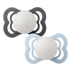 BIBS Pacifier Supreme Silicone Str. 1 Iron Glow/Baby Blue Glow - 2 stk.