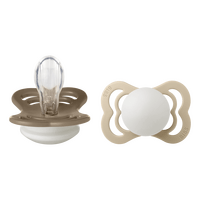BIBS Pacifier Supreme Silicone Str. 1 Vanilla Glow/Dark Oak Glow - 2 stk.