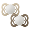 BIBS Pacifier Supreme Silicone Str. 1 Vanilla Glow/Dark Oak Glow - 2 stk.