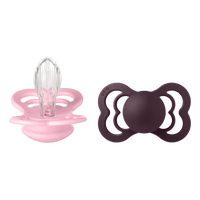 BIBS Pacifier Supreme Silicone Str. 2 Baby Pink/Plum - 2 stk.