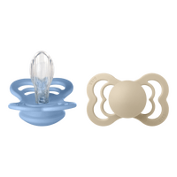 BIBS Pacifier Supreme Silicone Str. 2 Vanilla/Sky Blue - 2 stk.