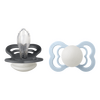 BIBS Pacifier Supreme Silicone Str. 2 Iron Glow/Baby Blue Glow - 2 stk.