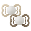 BIBS Pacifier Supreme Silicone Str. 2 Vanilla Glow/Dark Oak Glow - 2 stk.