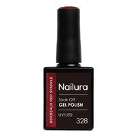 Nailura Gel Polish 328 - Bordeaux Red Sparkle - 10 ml.