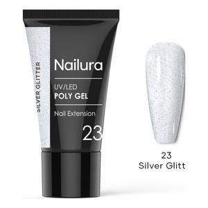 Nailura Poly Gel 23 - Silver Glitter - 30 g.