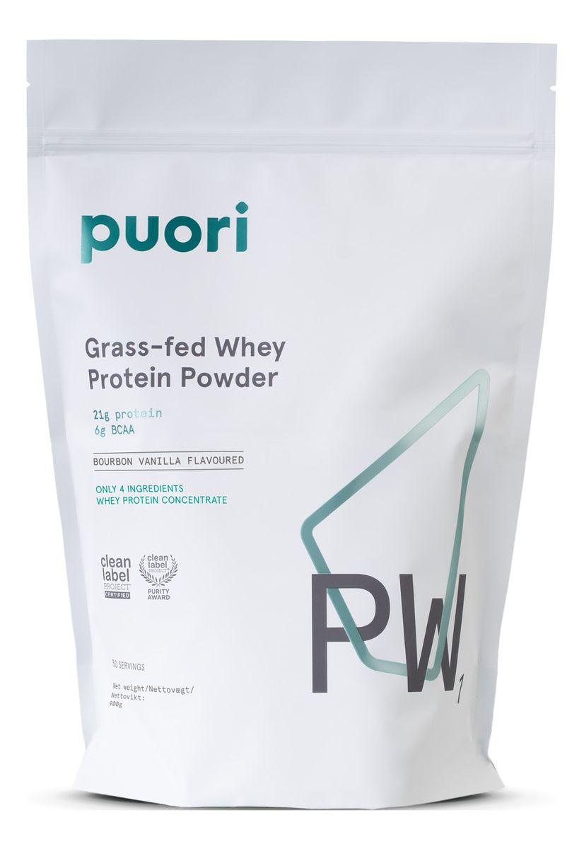 Puori PW1 Græsfodret Whey Proteinpulver med Bourbon Vanilje - 900 g.
