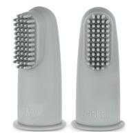 Haakaa Textured Silicone Finger Toothbrush - Suva Grey - 2 stk.