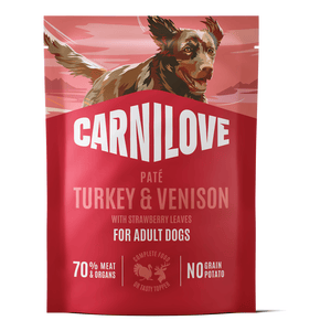 Carnilove Pouch Pate vådfoder, kalkun & vildt m. jordbærblade - 300g.