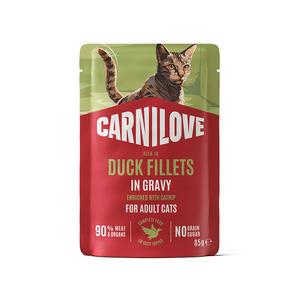 Carnilove Cat Pouch vådfoder m. and & kattegræs - 85 g.