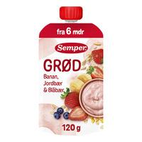 Semper Frugtgrød m. Jordbær, Banan & Blåbær 6 mdr. - 120 g.