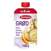 Semper Frugtgrød m. Pære, Mango, Banan & Æble 6 mdr. - 120 g.