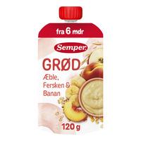 Semper Frugtgrød m. Æble, Fersken & Banan 6 mdr. - 120 g.