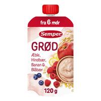 Semper Frugtgrød m. Æble, Hindbær, Banan & Blåbær 6 mdr. - 120 g.