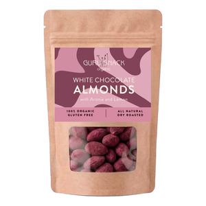 Mandler m. hvid chokolade, aronia & lemon Økologisk - 100 g - Guru Snack