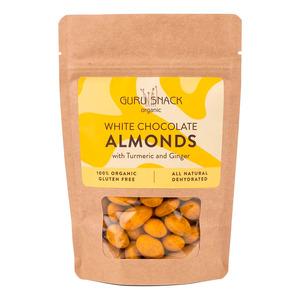 Mandler m. hvid chokolade, gurkemeje & ingefær - 100 g - Guru Snack