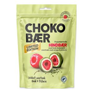 Nordthy Chokobær Frysetørret Hindbær Hvid- og Pistacie Chokolade - 80 g.