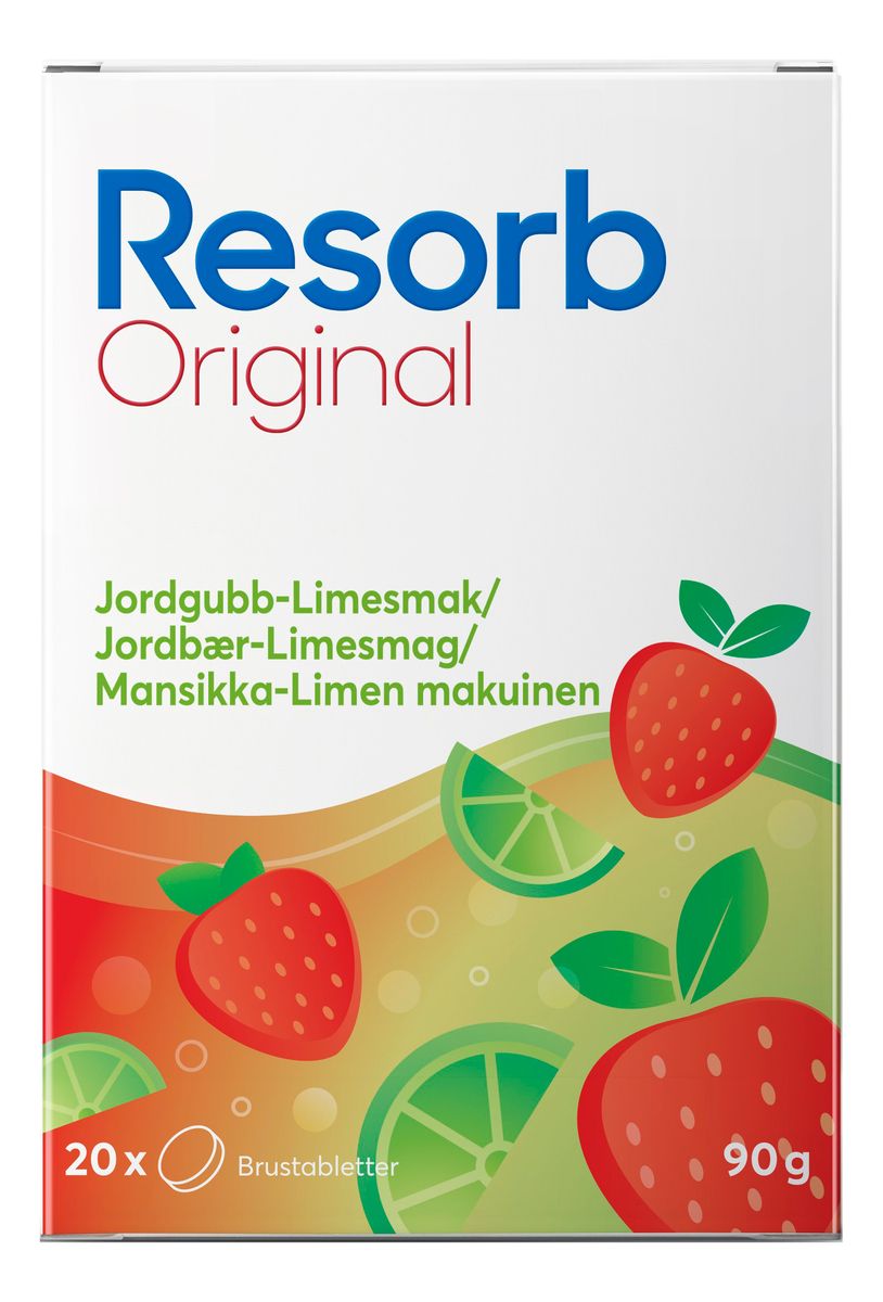 Resorb Original Jordbær-Lime - 2 x 10 brusetabl.