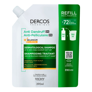 Vichy Dercos Anti-Dandruff Shampoo Refill for Dry Hair - 390 ml.