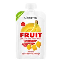Clearspring 100% Fruit Puré - Banan, Jordbær & Mango - Ø - 100 g.