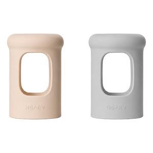 Hevea Wide neck Sleeve 150ml - Milky White & Gorgeous Grey - 2 stk.