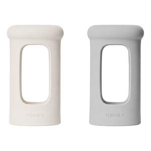Hevea Wide neck Sleeve 250ml - Milky White & Gorgeous Grey - 2 stk.