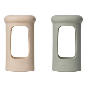 Hevea Wide neck Sleeve 250ml - Sand & Seafoam Blue - 2 stk.