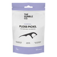 The Humble Co. Dental Floss Picks, charcoal - 50 stk.
