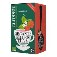 Clipper Grøn Te m. Jordbær - Fairtrade - Ø - 20 breve