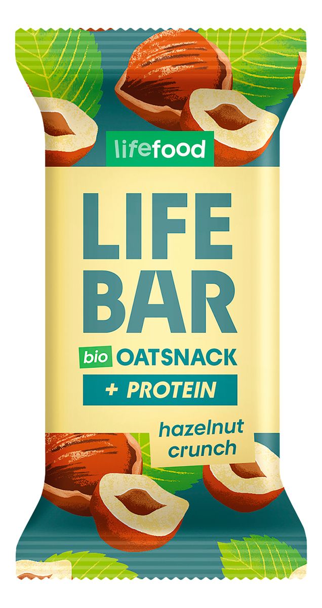LifeFood Lifebar Havrebar Protein Hazelnut Crunch - Øko - 40 g.